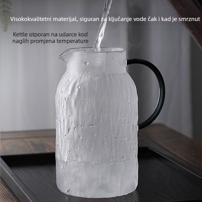 Čajnik od borosilikatnog stakla otporan na visoke temperature, za kućnu upotrebu, pogodan za otvoreni plamen, velik kapacitet za namakanje čaja i hladnu vodu