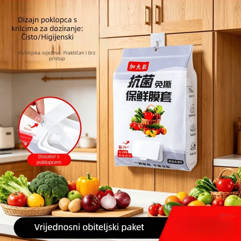 Zidno postavljeni set poklopaca za zdjele s jednokratnom plastičnom folijom