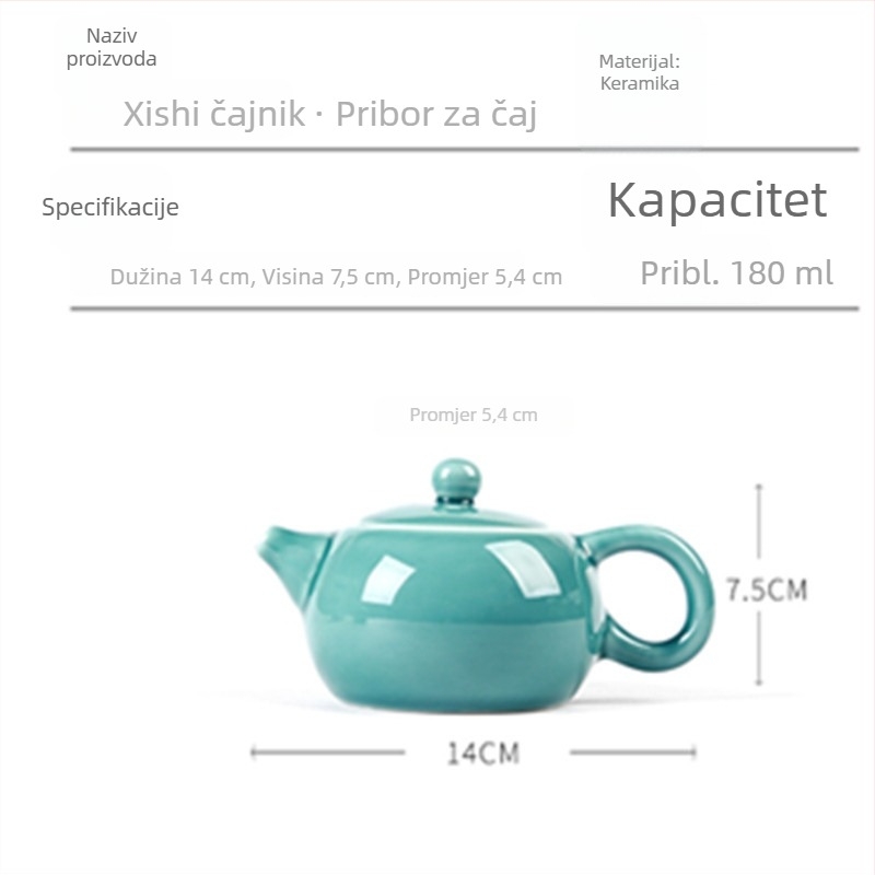 Keramički čajnik Xi Shi s celadonskom premazom, 180 ml za Kung Fu čajnu ceremoniju, jednostavan dizajn, logotip po želji