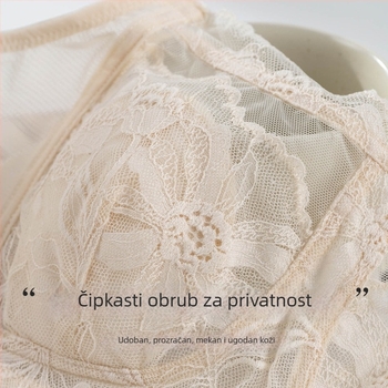Tangge svileni grudnjak s čašicama u obliku zečjih ušiju, bez naramenica, čipkasti rub od svile