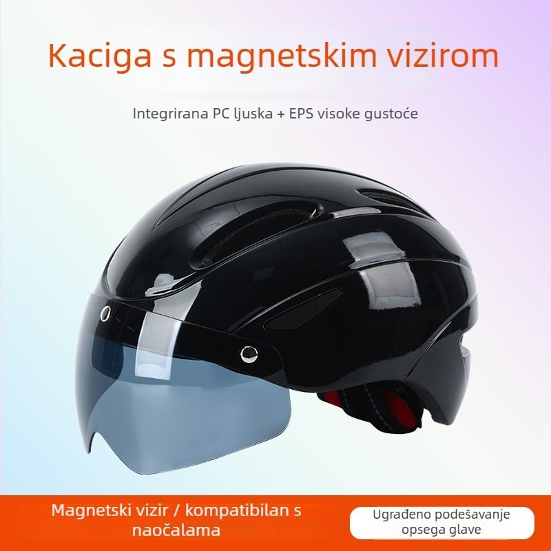 Kaciga za biciklizam s magnetskim vizirom i integriranim PC kućištem, unisex dizajn pola lica