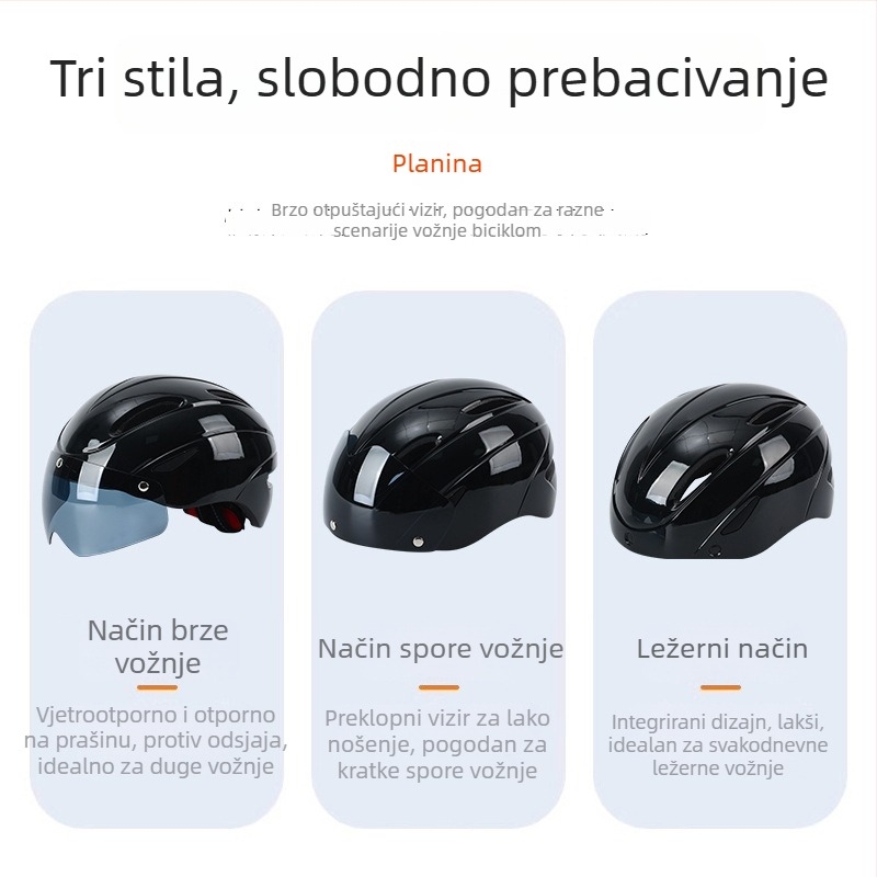 Kaciga za biciklizam s magnetskim vizirom i integriranim PC kućištem, unisex dizajn pola lica