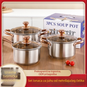 Šestodjelni set lonaca za juhu od nehrđajućeg čelika za komercijalne kuhinje, kapaciteti 2,1–3 L i 3,1–4 L