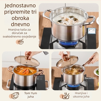Šestodjelni set lonaca za juhu od nehrđajućeg čelika za komercijalne kuhinje, kapaciteti 2,1–3 L i 3,1–4 L