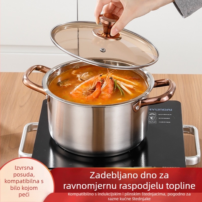 Šestodjelni set lonaca za juhu od nehrđajućeg čelika za komercijalne kuhinje, kapaciteti 2,1–3 L i 3,1–4 L