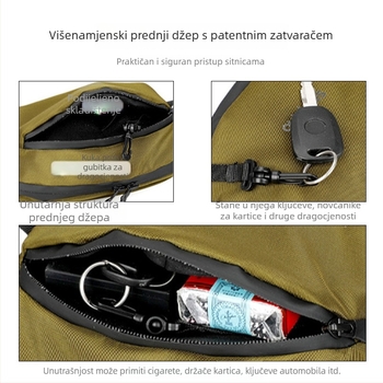 Unisex pojasna torba za vožnju biciklom, višefunkcionalna torba preko prsa, lagana, s velikim kapacitetom