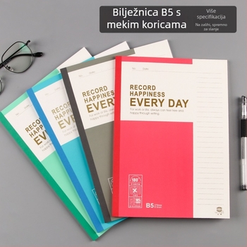 B5 bilježnica, šarolita meka korica, debela bilježnica za sastanke, s horizontalnim redovima