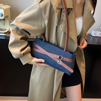 Nova ženska torba preko ramena, mala kvadratna, denim patchwork, ljetni dizajn, moderna i elegantna torba za podlakticu