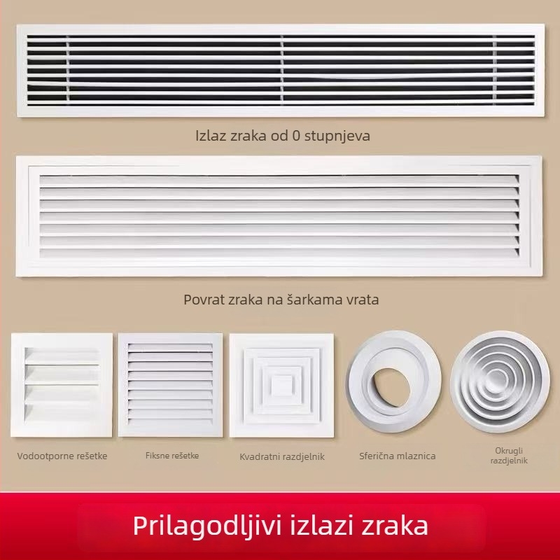Proširenje izlaza zraka za centralni klimat uređaj, prilagođena linearna lamelarna rešetka, ugrađena bez okvira, minimalistički ABS povratni otvor zraka