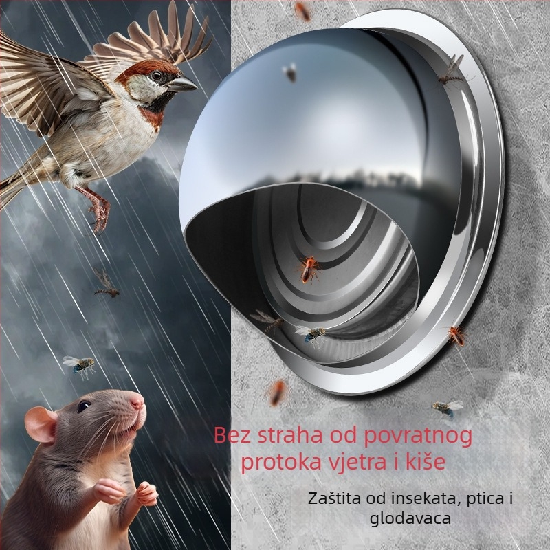 Vanjska kapica za ventilaciju od nehrđajućeg čelika 304, zaštita od vjetra, povratni ventil, kapica za kišu, otvoreni tip