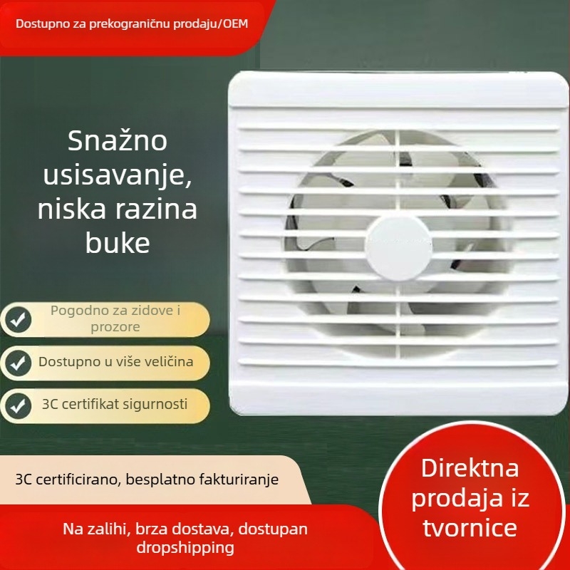 Zidni ventilator za kupaonicu i kuhinju, okrugli, snažan, tih