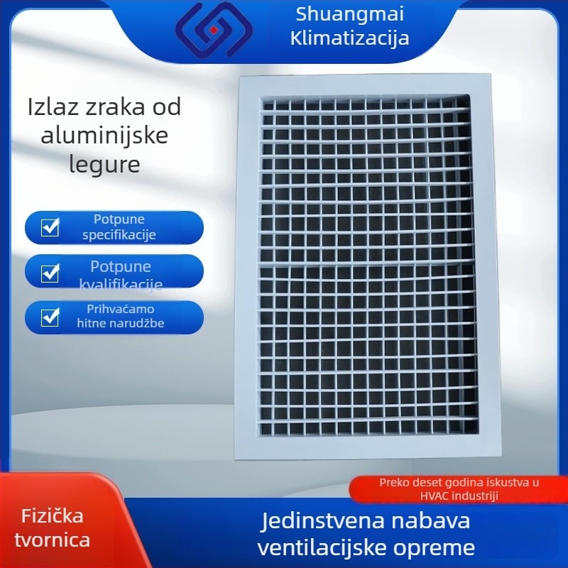 Aluminijska legura, jednoslojni/dvoslojni lamelni ventil za središnju klimatizaciju i industrijsku ventilaciju, ugrađen u strop, izrada po mjeri