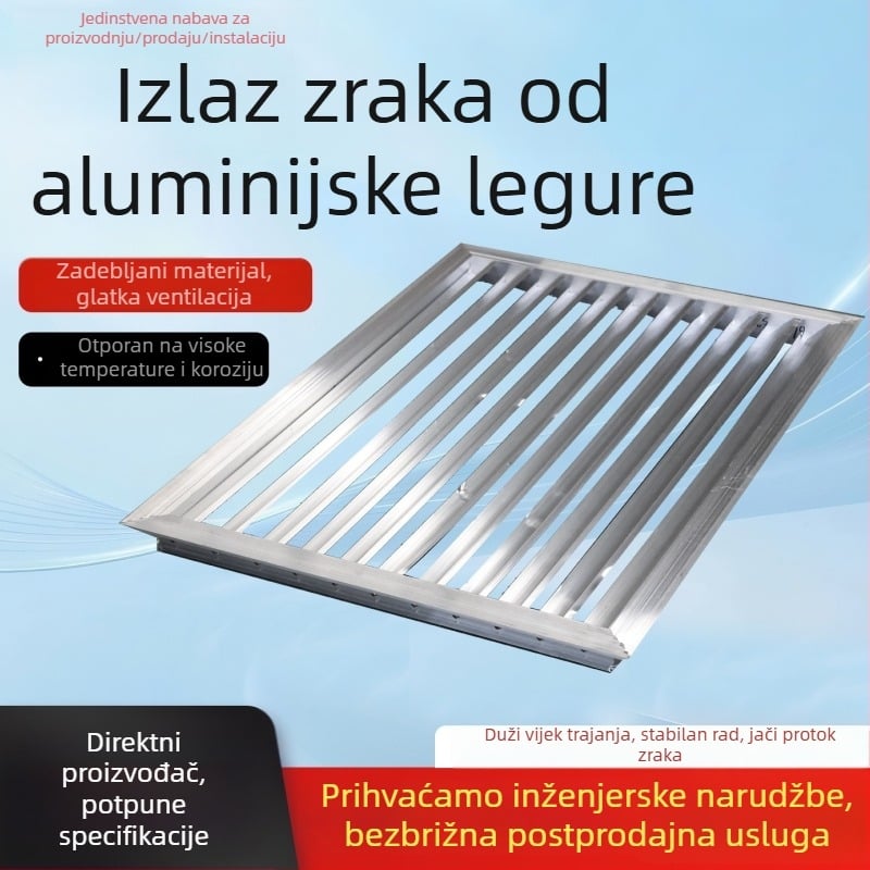 Aluminijska gril za zrak s prilagodljivom jednoslojnom ili dvostrukom rešetkom za povrat zraka, sustav svježeg zraka, lamelirana ventilacija, kišootporni izlaz