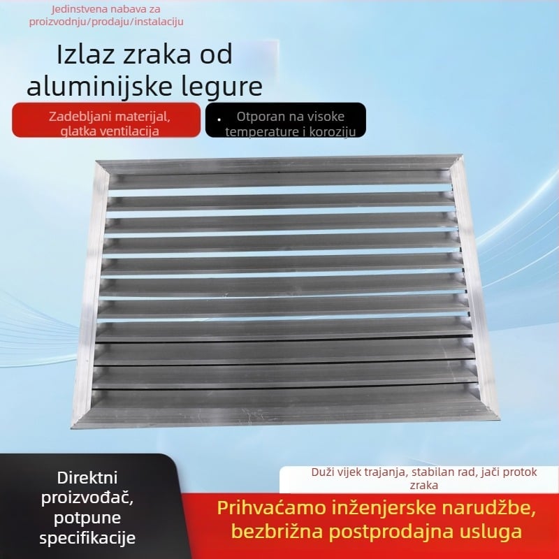Aluminijska gril za zrak s prilagodljivom jednoslojnom ili dvostrukom rešetkom za povrat zraka, sustav svježeg zraka, lamelirana ventilacija, kišootporni izlaz