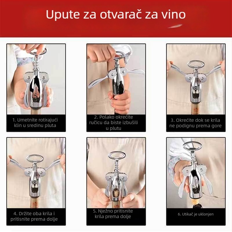 Višenamjenski otvarač za boce vina za kućnu i hotelsku upotrebu