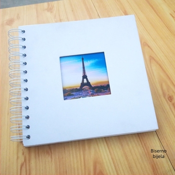 7-inčni spiralno povezani scrapbook foto-album s prozorom, DIY s kraft papir crno-bijeli