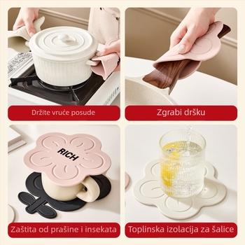 Kružna silikon podloga otporna na visoke temperature za kuhinju, za šalice, zdjele, tanjure, lonce i kaserole.