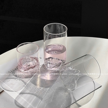 Ins-stil čaša od stakla s pogledom na Mount Fuji – vrhunska čaša za vodu bez ručke, pogodna za whiskey ili kavu