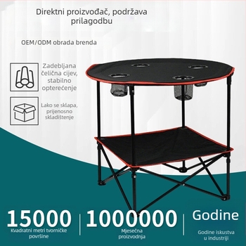 Vanjska kružna platnena stol za kampiranje i roštilj, sklopivi prijenosni stol i set stolova za štand