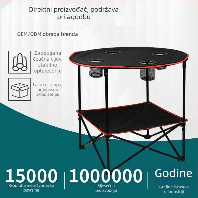 Vanjska kružna platnena stol za kampiranje i roštilj, sklopivi prijenosni stol i set stolova za štand