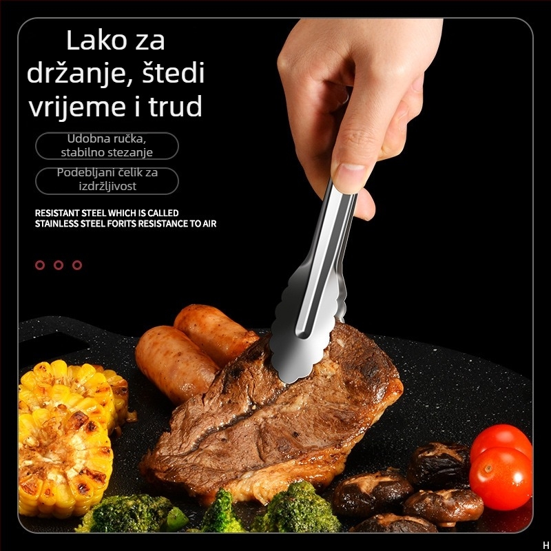 Set za vanjski roštilj: silikonska četka za mazanje, kliješta za steak i kopče za meso