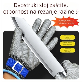 Rukavice otporne na posjekotine s čeličnim žicama, pet prstiju, zaštita razine 9, ojačani nehrđajući čelik, otporne na proboj, za posao, rukovanje ribom i klanje
