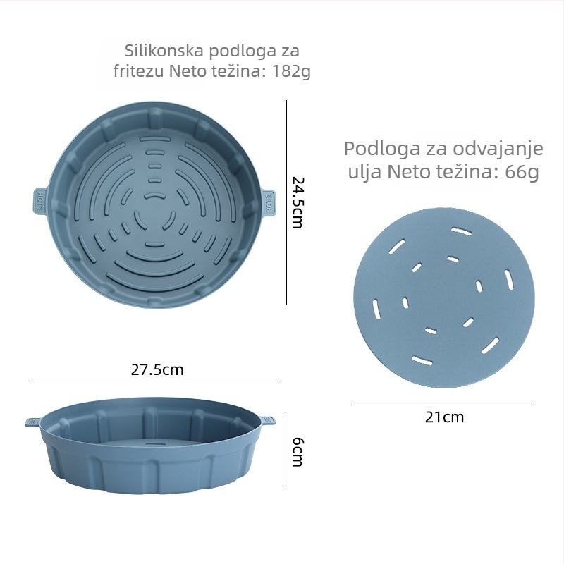 Silikonska podloga za air fryer, okrugla posuda za pečenje, višefunkcijska, otporna na visoke temperature, za ponovnu upotrebu