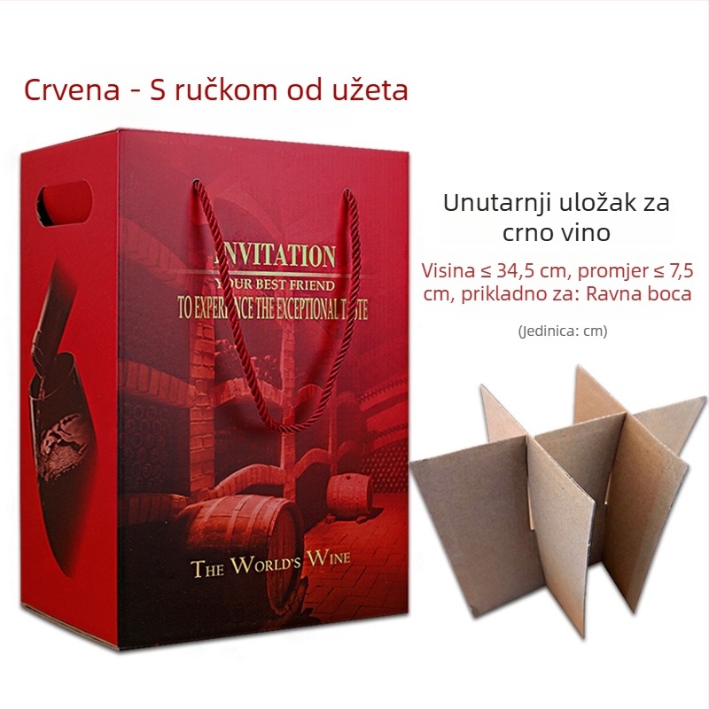 Ying Qin K6 Kartonska kutija za vino za 6 boca, mogućnost ispisa