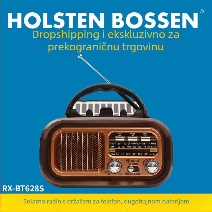 Prijenosni retro Bluetooth zvučnik sa slotom za karticu, više sučelja, solarno napajanje, vanjski bežični zvučnik