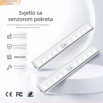 Bežično LED svjetlo s detektorom pokreta, infracrveni senzor, osvjetljenje ormarića, uključuje se na približavanje, za stepenice i hodnik