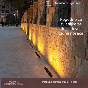 Solarna kutna vanjska zidna svjetiljka s efektom pranja zida, IP65 vodootporna, plastično kućište, topla bijela 3000K, LED diode 2/4/6/8/10.