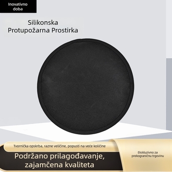 Crna kružna podloga za roštilj, vatrootporna i otporna na visoke temperature, otporna na ulje, višekratna upotreba – kampiranje, piknik i travnjak