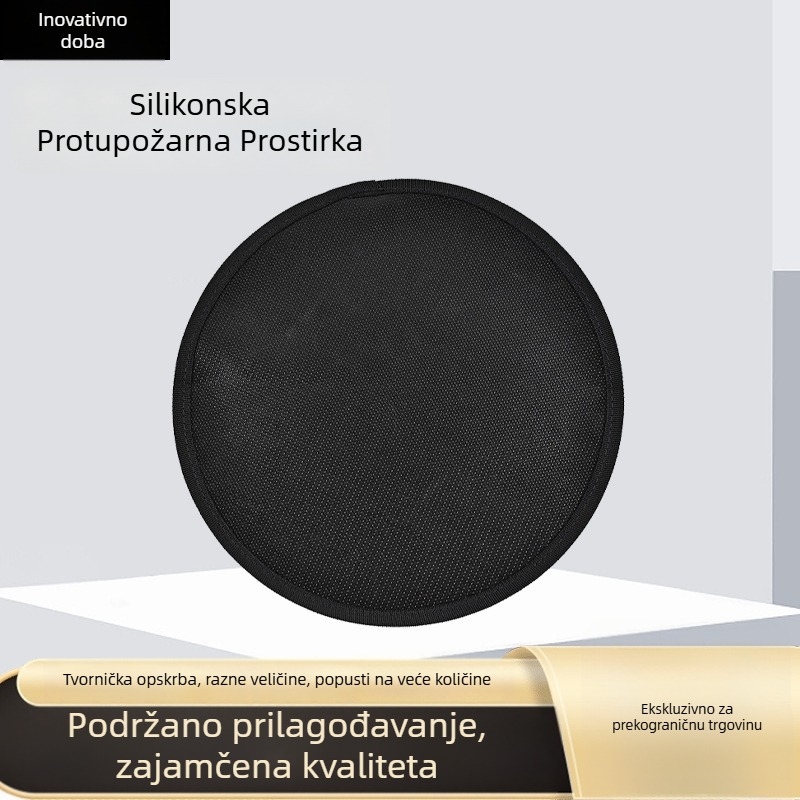 Crna kružna podloga za roštilj, vatrootporna i otporna na visoke temperature, otporna na ulje, višekratna upotreba – kampiranje, piknik i travnjak