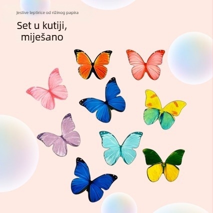 Jednobojni wafer papir leptir, 3D DIY ukras za ukrašavanje torti i aranžiranje hladnih jela