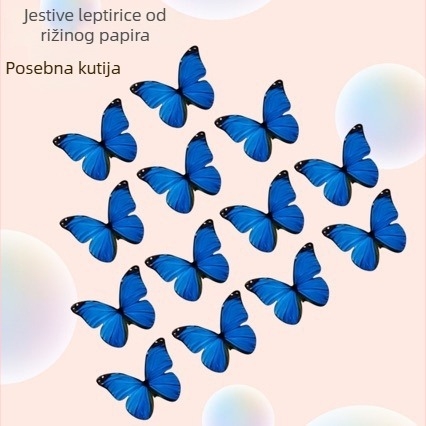 Jednobojni wafer papir leptir, 3D DIY ukras za ukrašavanje torti i aranžiranje hladnih jela