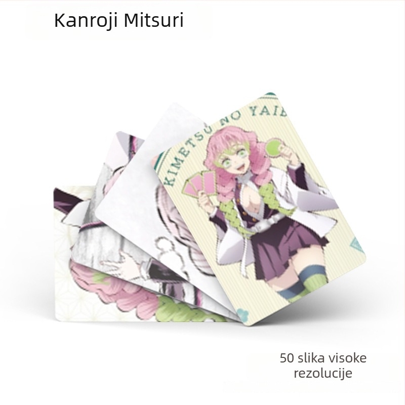 Kanroji Mitsuri Mali komplet kartica u kutiji, 50 kom., dimenzije 57×86 mm, anime laser kartice, LOMO kartice, razglednice