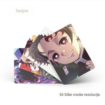 Kamado Tanjiro mali karti u kutiji, 50 kom, veličina 57 × 86 mm, anime laser kartice, LOMO razglednice