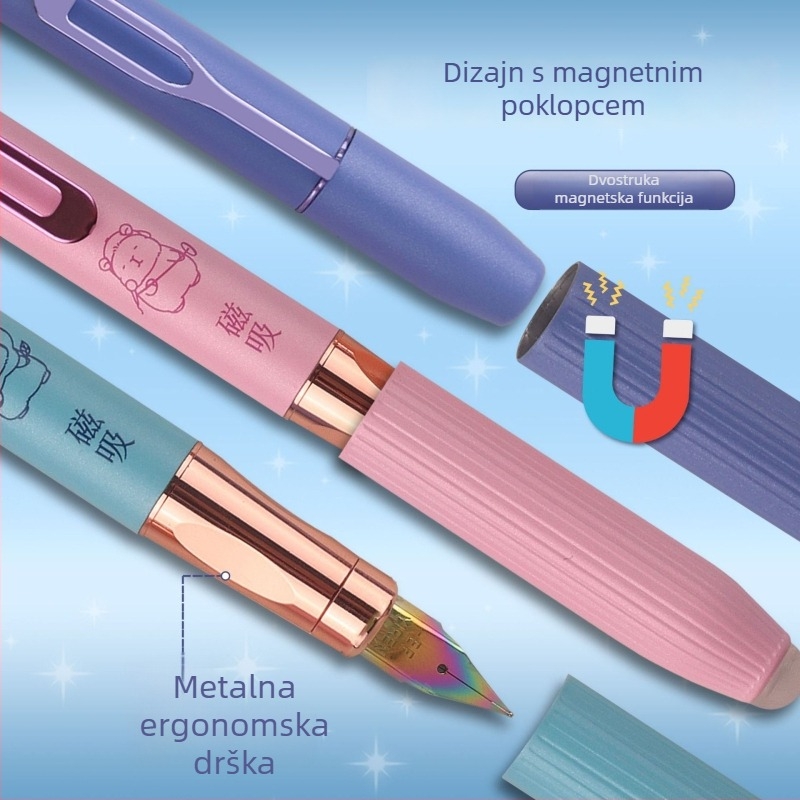 Morandi magnetsko pero s metalnim kućištem, veliko EF pero, dvostrano magnetsko pero za osnovnoškolce