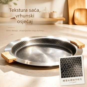 Grill tava od nehrđajućeg čelika – korejskog stila, kompatibilni s indukcijskim štednjakom, prijenosni kamp kuhinjski tiganj