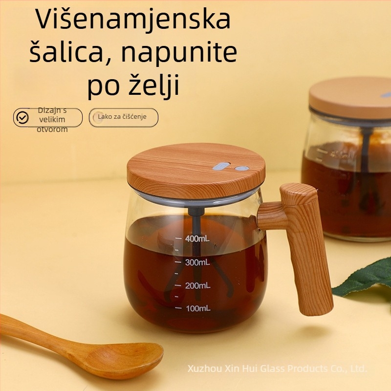Staklena šalica s automatskim miješanjem za mlijeko u prahu i kavu