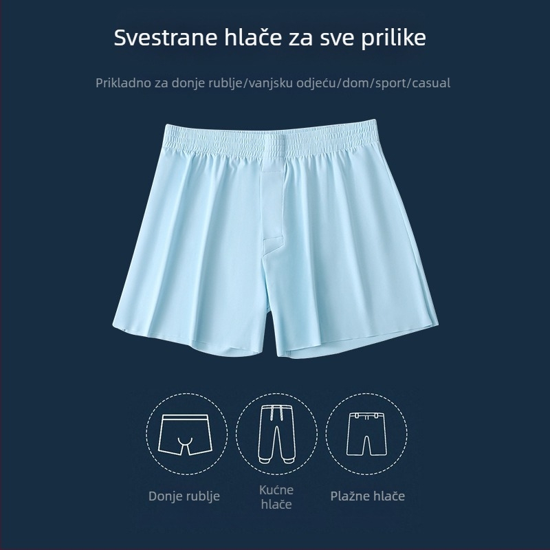 Muške ljetne boxer gaćice od ice silk, plus veličina, udobne, prozračne, brzo sušeće, bez šavova, kućne hlače