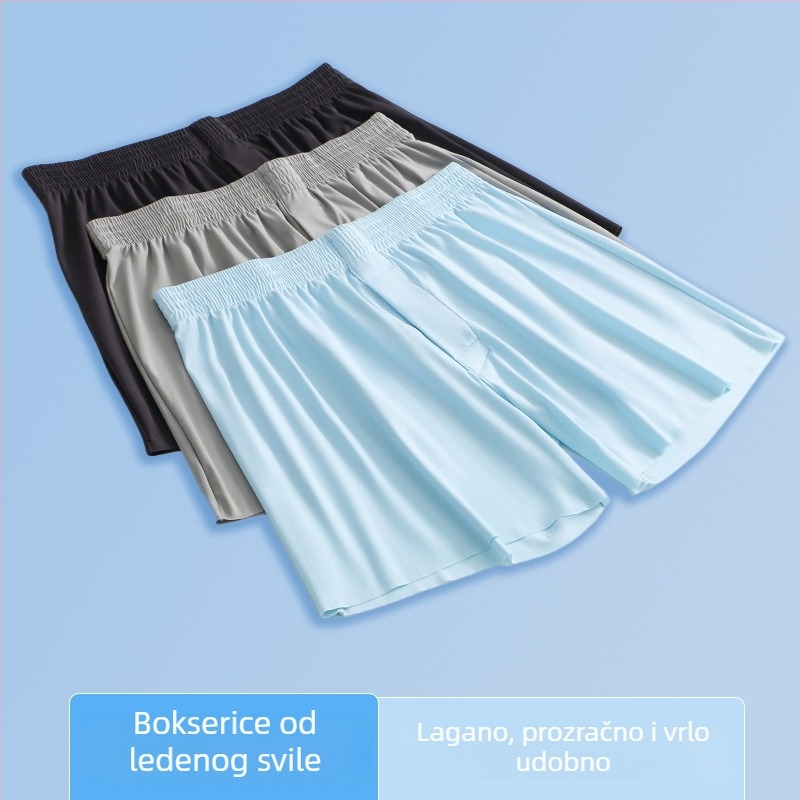 Muške ljetne boxer gaćice od ice silk, plus veličina, udobne, prozračne, brzo sušeće, bez šavova, kućne hlače