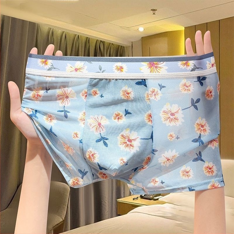 Prozračne muške bokserice s floralnim uzorkom, tanke, brzo sušeće
