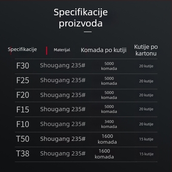 Pneumatske ravne čavle za pištolj za čavlje, drvoobradba, veličine F30, F50, F38, F25, F20, F15
