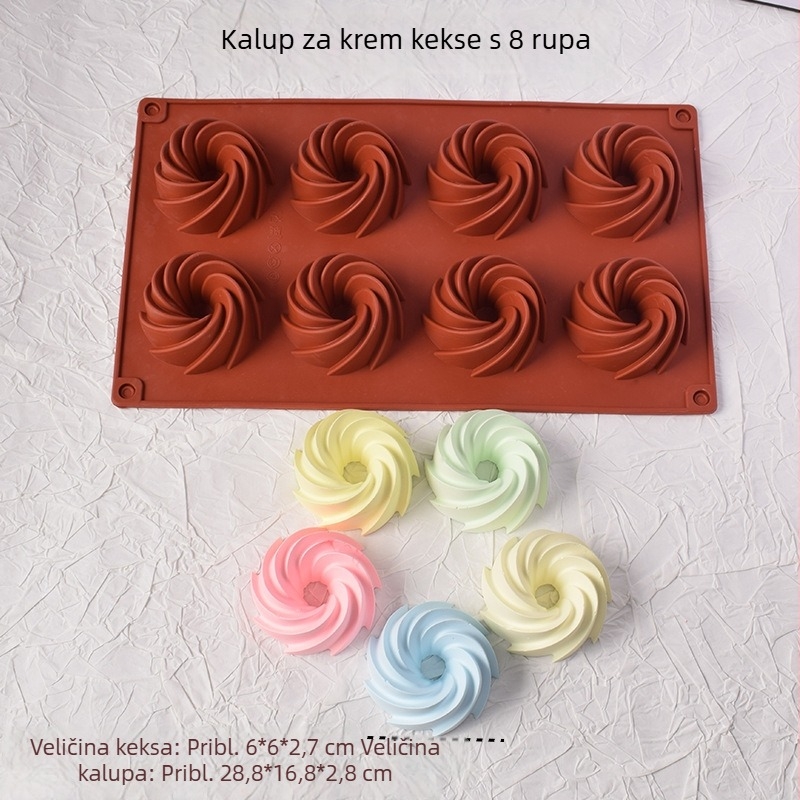 Silikonski kalup za mini spiralne krofne, maslac kekse i ukrašavanje čokoladnim fondanom