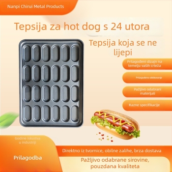 24‑dijelna neprijanjajuća forma za hot dog, pleh za pečenje, okruglog i kvadratnog oblika, za kućnu i komercijalnu upotrebu