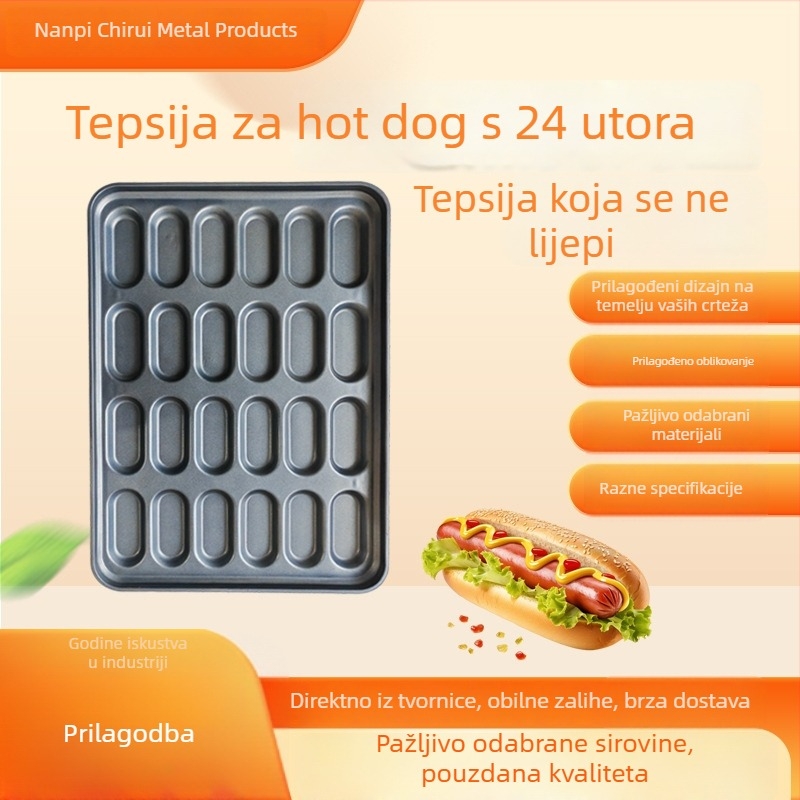 24‑dijelna neprijanjajuća forma za hot dog, pleh za pečenje, okruglog i kvadratnog oblika, za kućnu i komercijalnu upotrebu