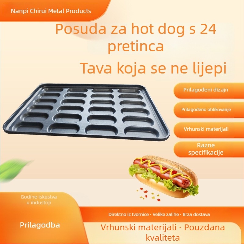24‑dijelna neprijanjajuća forma za hot dog, pleh za pečenje, okruglog i kvadratnog oblika, za kućnu i komercijalnu upotrebu