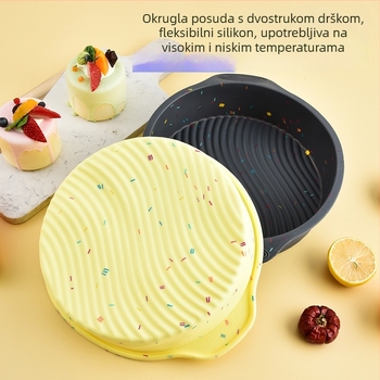 Okrugla silikonska kalupa za tortu s držačima, kuhinjski alat, dizajn s šarenim točkicama