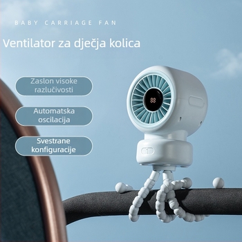 2026. novi model octopus ventilator za kolicu za bebe, USB, oscilirajući, prijenosni stolni ventilator za kampiranje na otvorenom